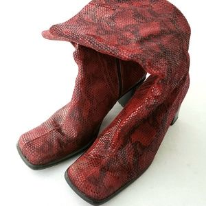 Red Italian Leather Boots Size 10/41